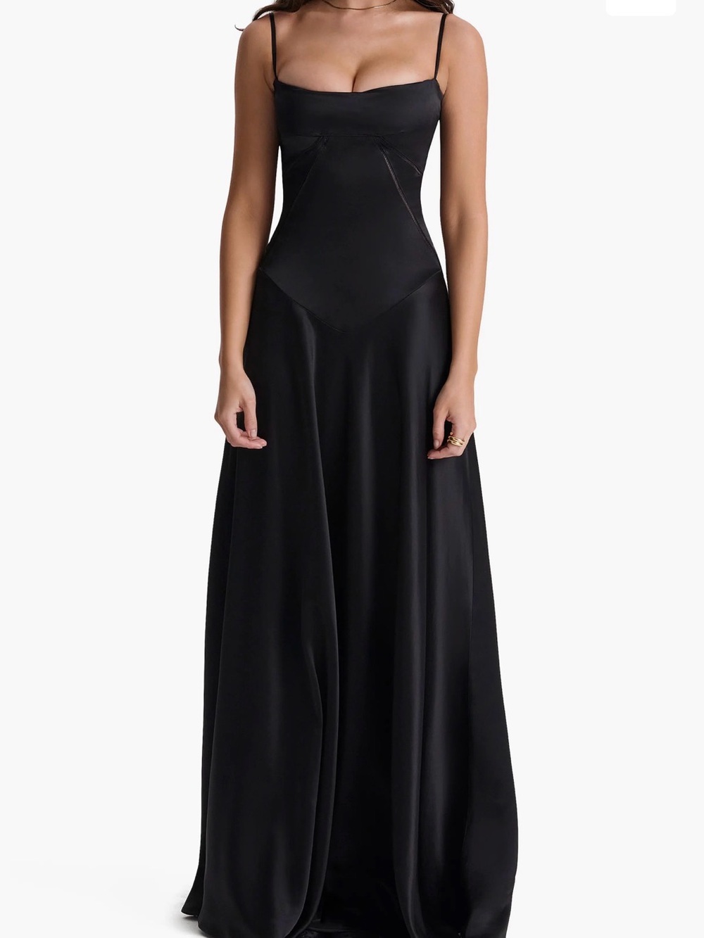 House of CB Anabella Black Satin Maxi gown Dress